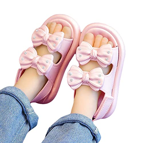 Girls Dress Shoes Cute Bow Mary Jane Shoes Ballerina with Satin Ankle Tie for Wedding Softball Slides Youth Girls3