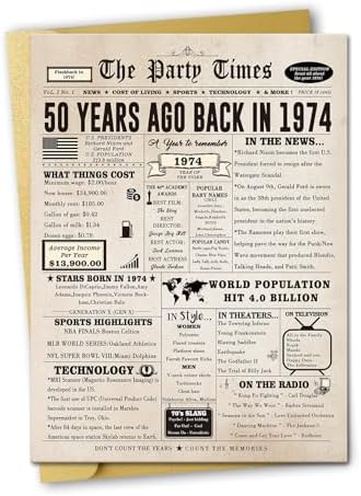Ziwenhu Large 50 Years Old Birthday Gifts for Women Men,Happy 50th Birthday Card for Husband Wife,Anniversary Card Gifts for Mom Dad,Back In 1974 Birthday Greeting Card Decoration