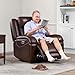 Watson & Whitely Genuine Leather Power Recliner Chairs for Adults, Wall Hugger RV Recliner with Power Headrest & Charging Ports, Electric Recliner Sofa Chair for Living Room, Dark Brown