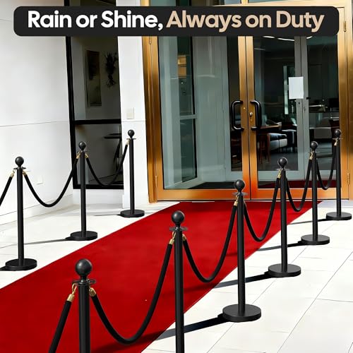 Image of 8 Pack Black Stanchions and Velvet Ropes Set, Stainless Steel Crowd Control Barriers, 6Pcs Black Ropes and Poles for Party Supplies,Photobooth Accessories, Prom,Birthday,Business,Wedding, Museums