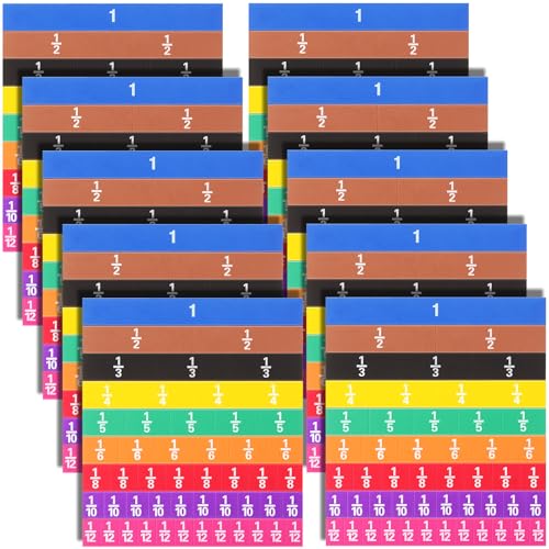 Sayglossy 10 Sets Fraction Set for Math Classroom Fractions Manipulatives Math Manipulatives for Home School Supplies (Tiles)