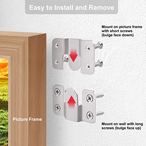 Flush Mount Bracket, Interlocking Photo Frame Hook 56 X 36Mm Heavy Duty Picture Hangers, Interlock Bracket Furniture Connector, Sectional Couch Connectors, Headboard Wall Mount Hardware (4 Pairs) #TOP3