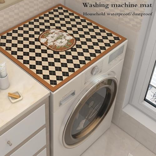 Image of Anti-Slip Washer or Dryer Top Mat Covers,Washing Machine Top Protector Dust-Proof Cover,Washer or Dryer Top Protector Covers for Home Laundry Room Kitchen (BROWN)