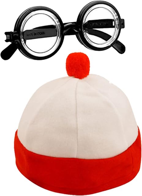 labreeze Kid's Boys Red & White Hat & Glasses 2 Pcs Set World Book Day Fancy Dress Party Costume