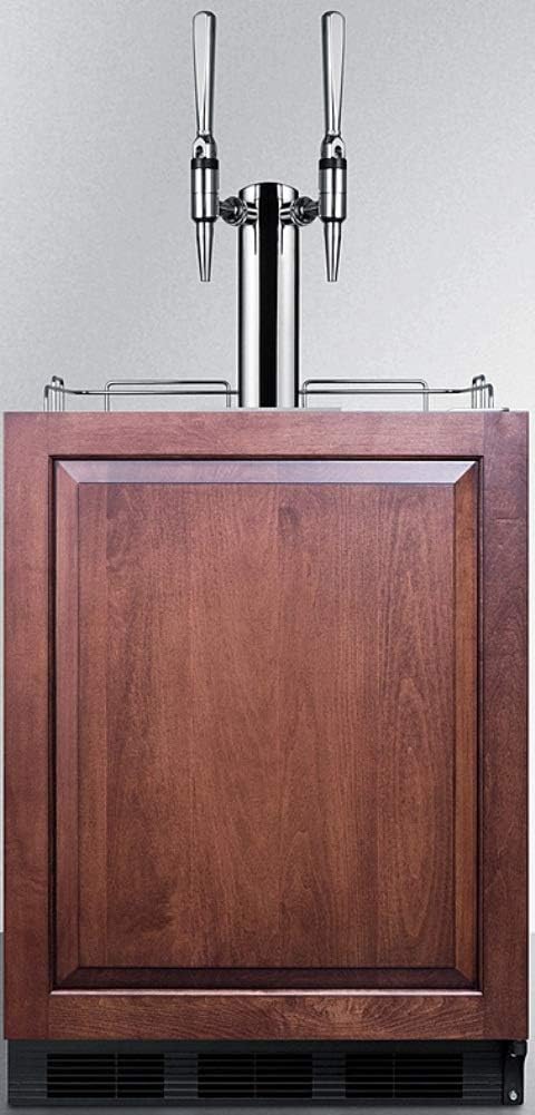 Summit Appliance SBC58BLBIADAIFNCFTWIN Built-In Undercounter ADA Height Commercially Listed Dual Tap Nitro Coffee Dispenser with Panel-Ready Door, Adjustable Thermostat and Black Cabinet