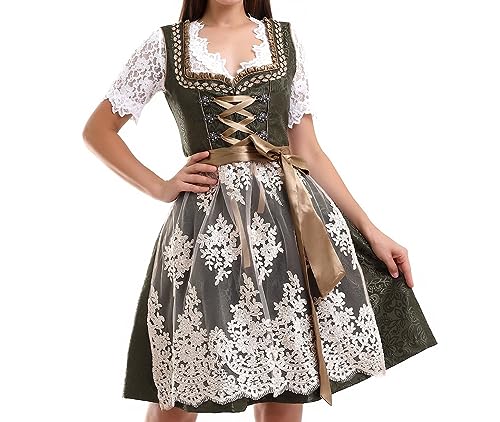 Lifos 0300 Dirndl Germandress 2Tlg. Oktoberfest Gr.34 bis 52 (36, Khaki)