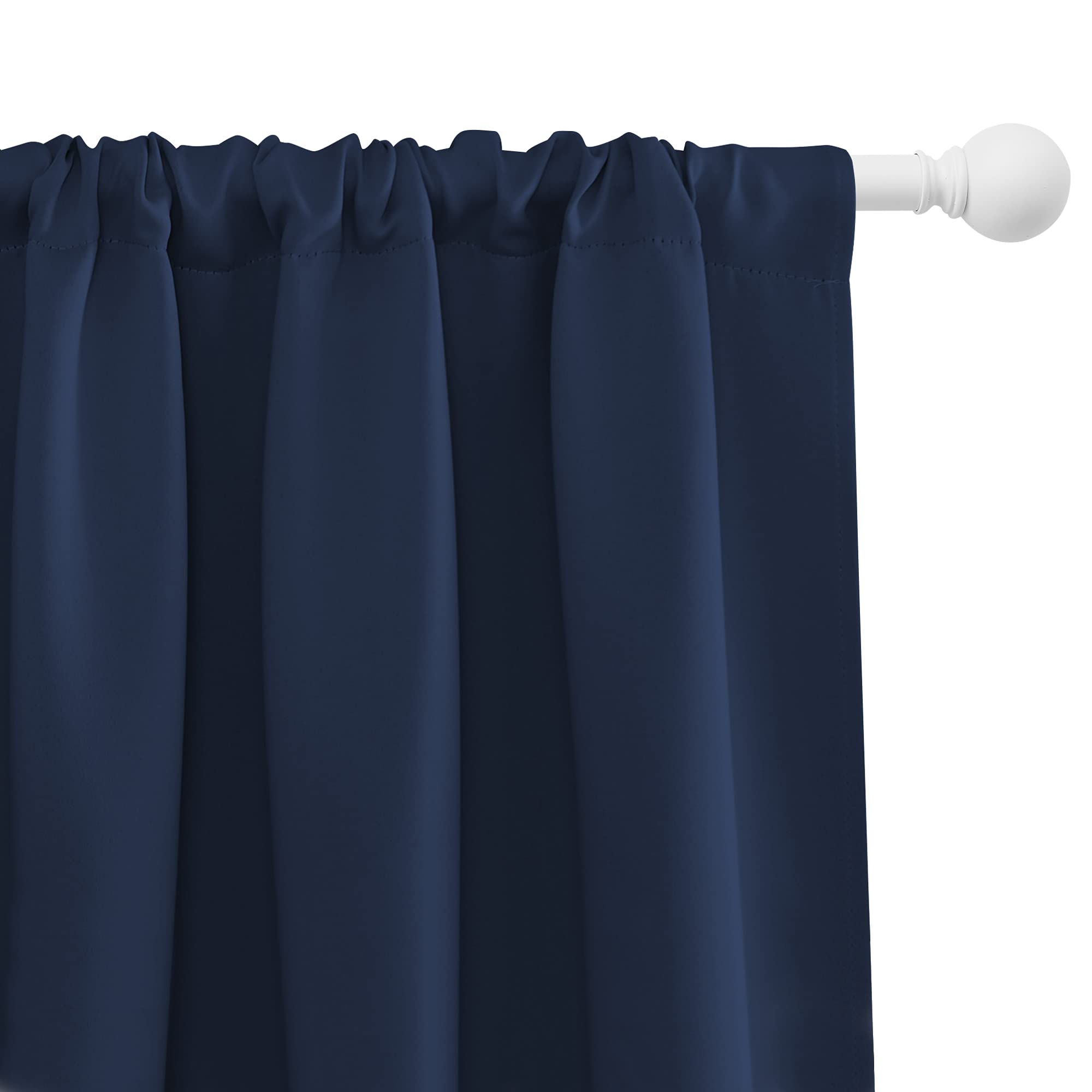 NICETOWN 2 Panels Blackout Curtains 42 x 45 in Navy with Single Curtain Rod 48-86 inch