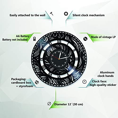 Reloj de pared de vinilo analógico 12 pulgadas miniatura 5