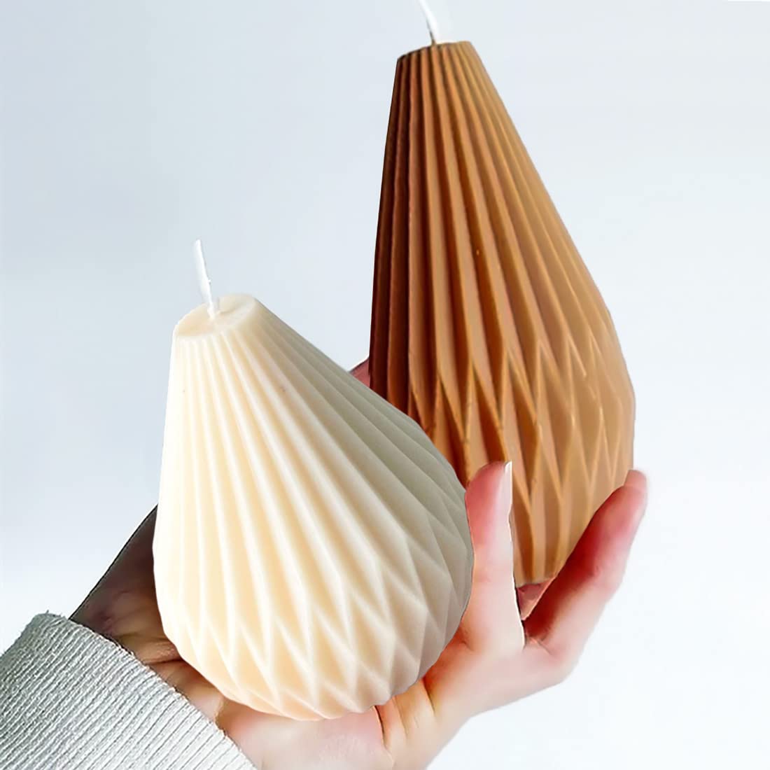 Moules à Bougie En Silicone 3D - Formes Poire Et éventail (2 Pièces) - Résistant à La Chaleur - Pour Bougies, Savon, Chocolat