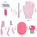 MIAOZ Kaninchen Pflege Set mit Nagelknipser und Trimmer Haustier Haarentferner Lang und Feile, Floh Kamm, Shampoo Badebürste für Hasen Welpen Kätzchen Meerschweinchen Frettchen kleine Tiere (rosa)