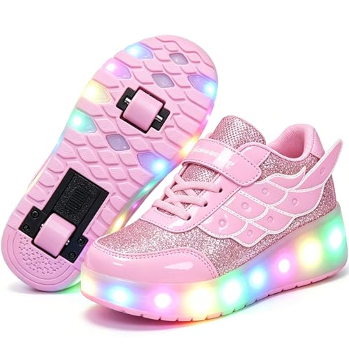 Image of Nsasy Roller Shoes Kids Roller Skates Shoes Girls Boys Wheels Shoes Become Sport Sneaker with Led for Children Gift