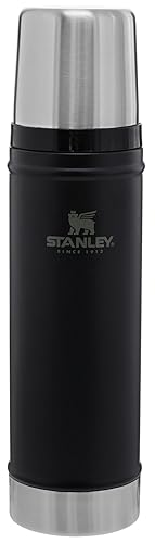 Stanley Classic Legendary Vacuum Bottle 20 oz | Wide Mouth with Leakproof Cup Lid | Keep Drinks Hot or Cold | Packable for Travel | Insulated Stainless Steel Thermal Bottle | BPA-Free | Matte Black