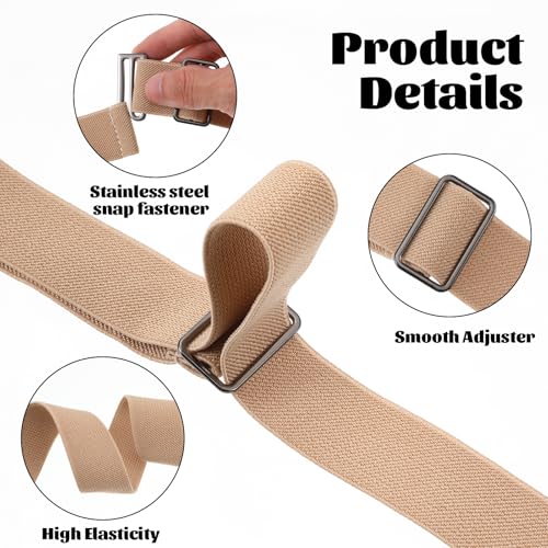 Crop Tuck Band, 2 Pcs Adjustable Crop Top Tuck Waist Band Tucking Sweater Shirt Elastic Stretch Belts for Women, Black+Khaki3