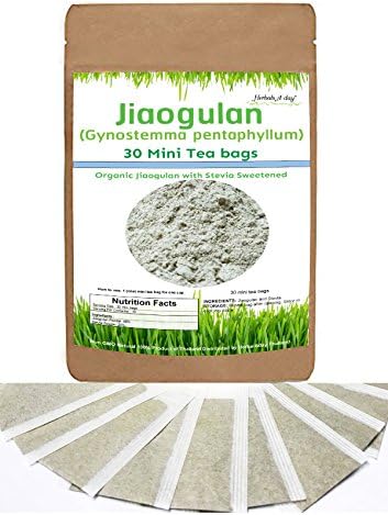Gynostemma Pentaphyllum (Jiaogulan) Tea with Stevia Tea Organic High Grade 30 mini bags The Best Tea Sweetness from nature for Enjoy and Relax Time Every day.