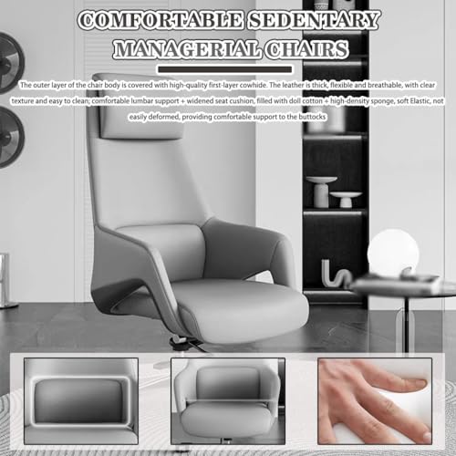 Ergonomiczne bujane krzesło biurowe z podłokietnikami i zagłówkiem, sztuczna skóra, wsparcie do 150 kg, wygodne krzesło biurkowe do użytku domowego i biurowego