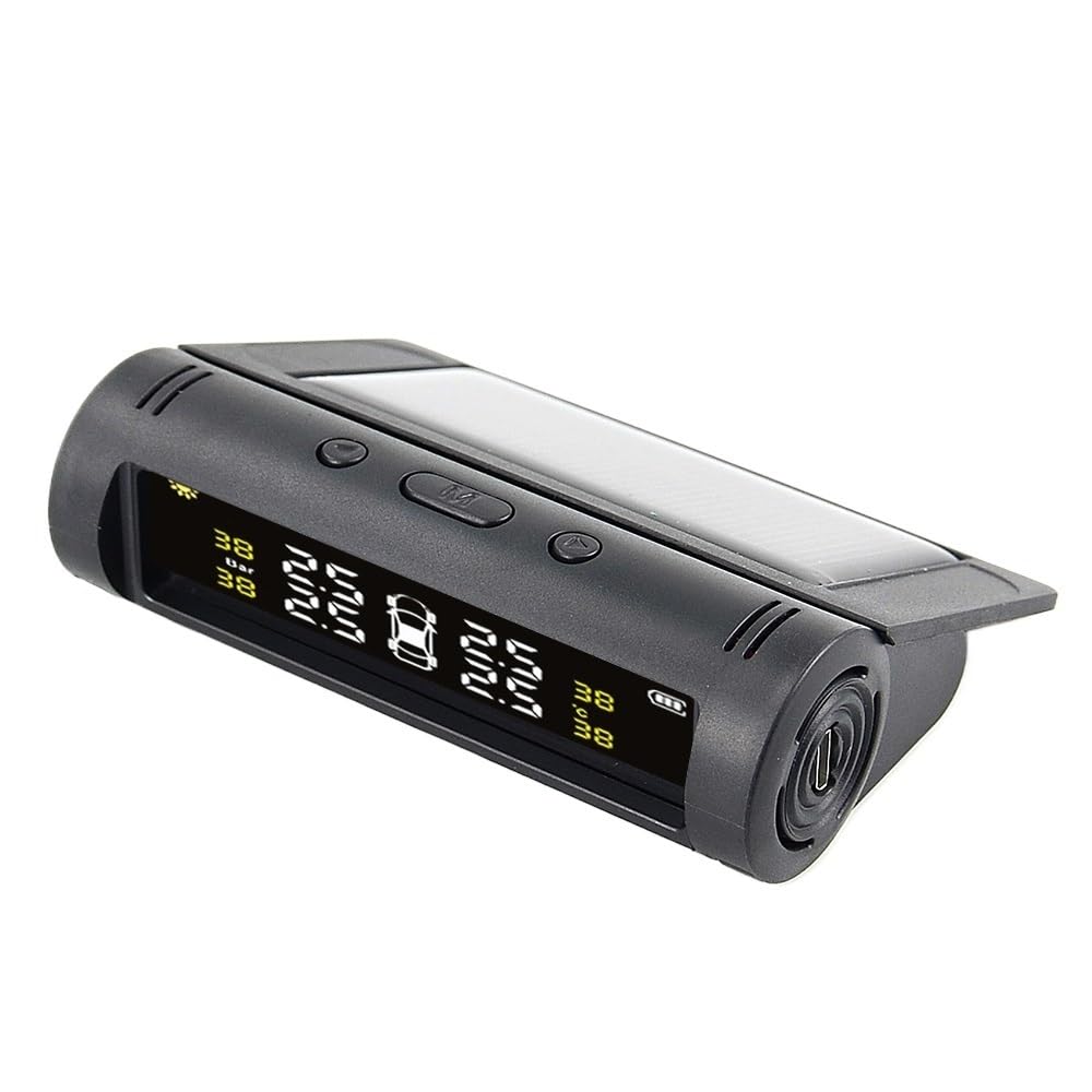 Tpms Sistema di monitoraggio dell'Allarme della Pressione dei Pneumatici for Auto Solare Sensore di Temperatura Interno ed Esterno dei Pneumatici a 4 Ruote Pressione Pneumatici(External)