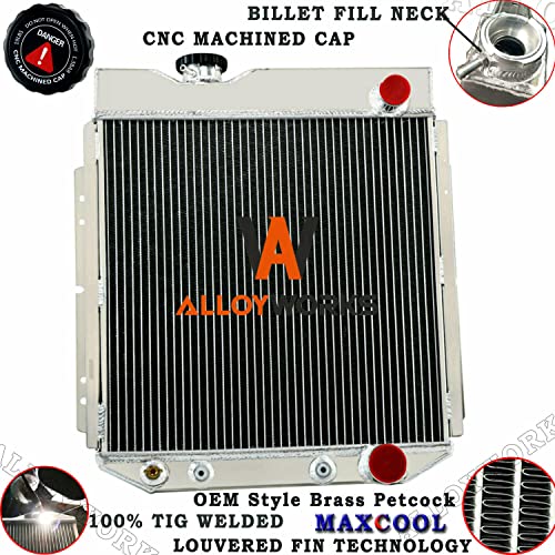 Alloyworks 4 Row All Aluminum Radiator+Shroud+14"Fan For 1963-1966 Ford Mustang/Falcon/Mercury/Comet V8 #TOP4