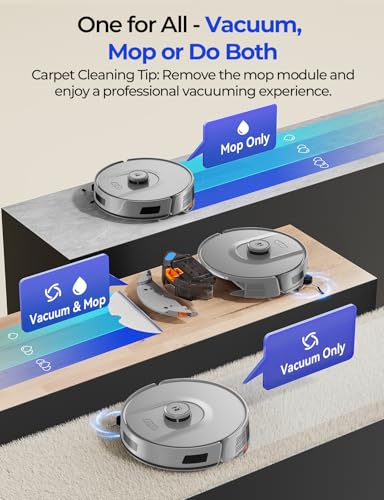 Image of Robot Vacuum 20,000Pa Robot Vacuum Mop,120Day Self Emptying Vacuum Robot,Lidar Navigation,2.4G 5G WiFi APP Aspirateur Robot,Self-Charging Robot Vacuums for Floor,Pet,Carpet R11Gray