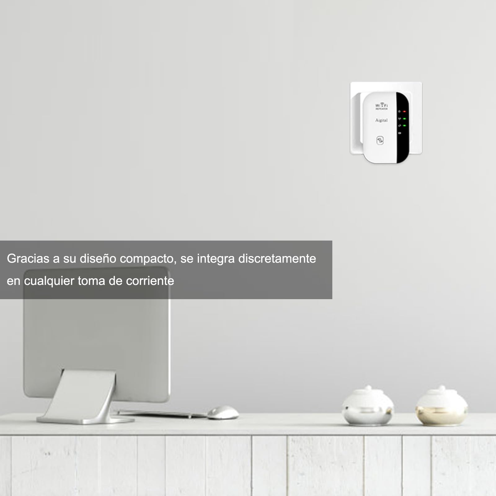 Repetidor de Red WiFi Extensor Amplificador de Wi-Fi más de 120 Metros, Configuración WPS con un Toque, 2 Puerto Ethernet, 300 Mbps, 2.4GHz, Compatible con los Routers y ADSL/Fibra — view 8