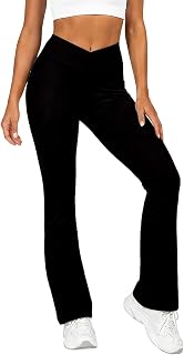 Flare Yoga Pants Womens High Waisted Tummy Control Flare Leggings Casual Stretchy Bell Bottom Workout Pants Pockets