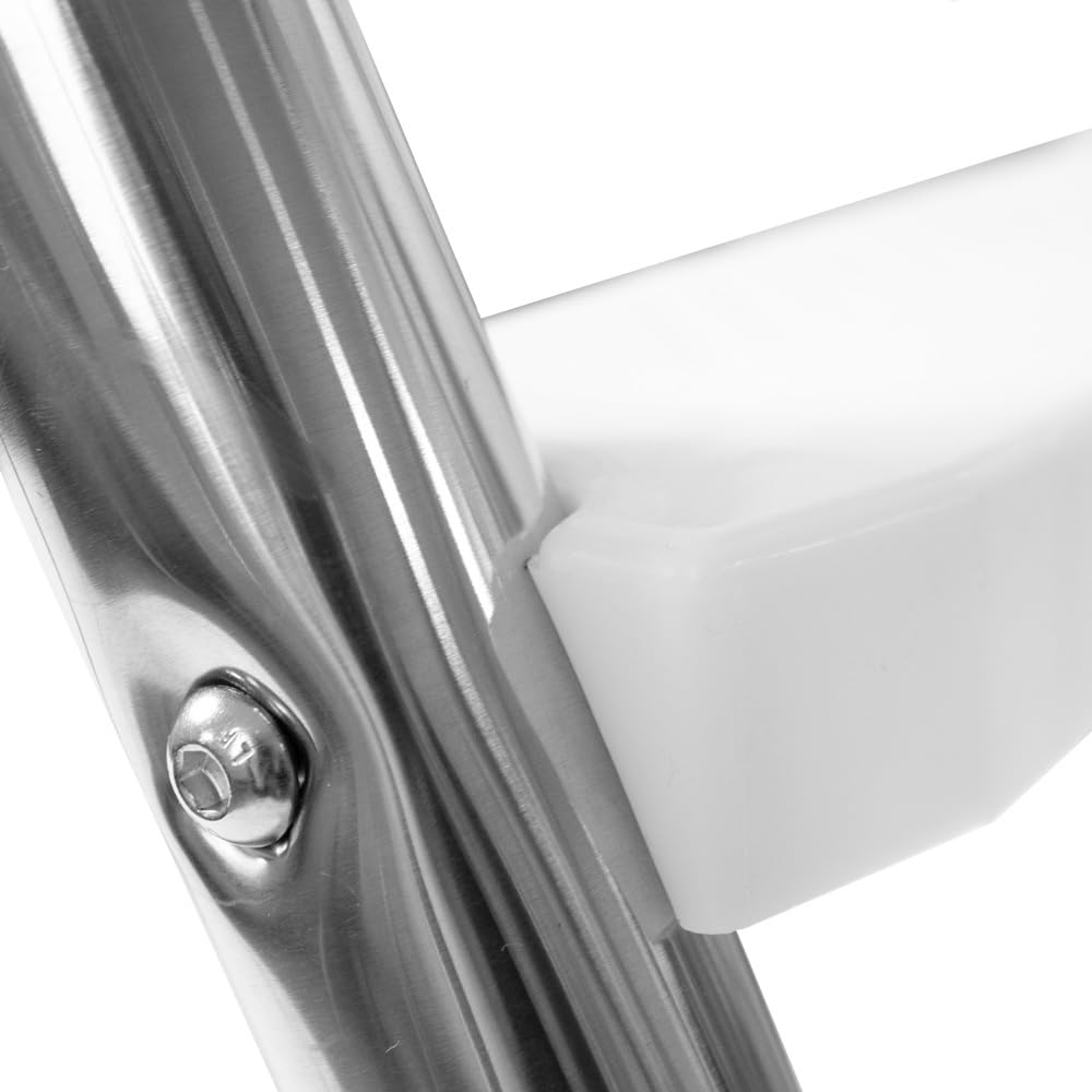 Poolleiter für teilversenkte & teileingelassene Becken mit Plattform, V2A Edelstahl, 4+1 Anti-Rutsch-Stufen, bis 125 cm Beckentiefe, Halbhochbecken