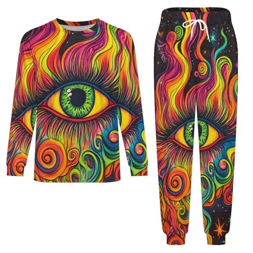 Colorful Eye Pajama Set Long Sleeve Lounge Sets Sleepwear 2 Pjs Nightwear for Men Women3