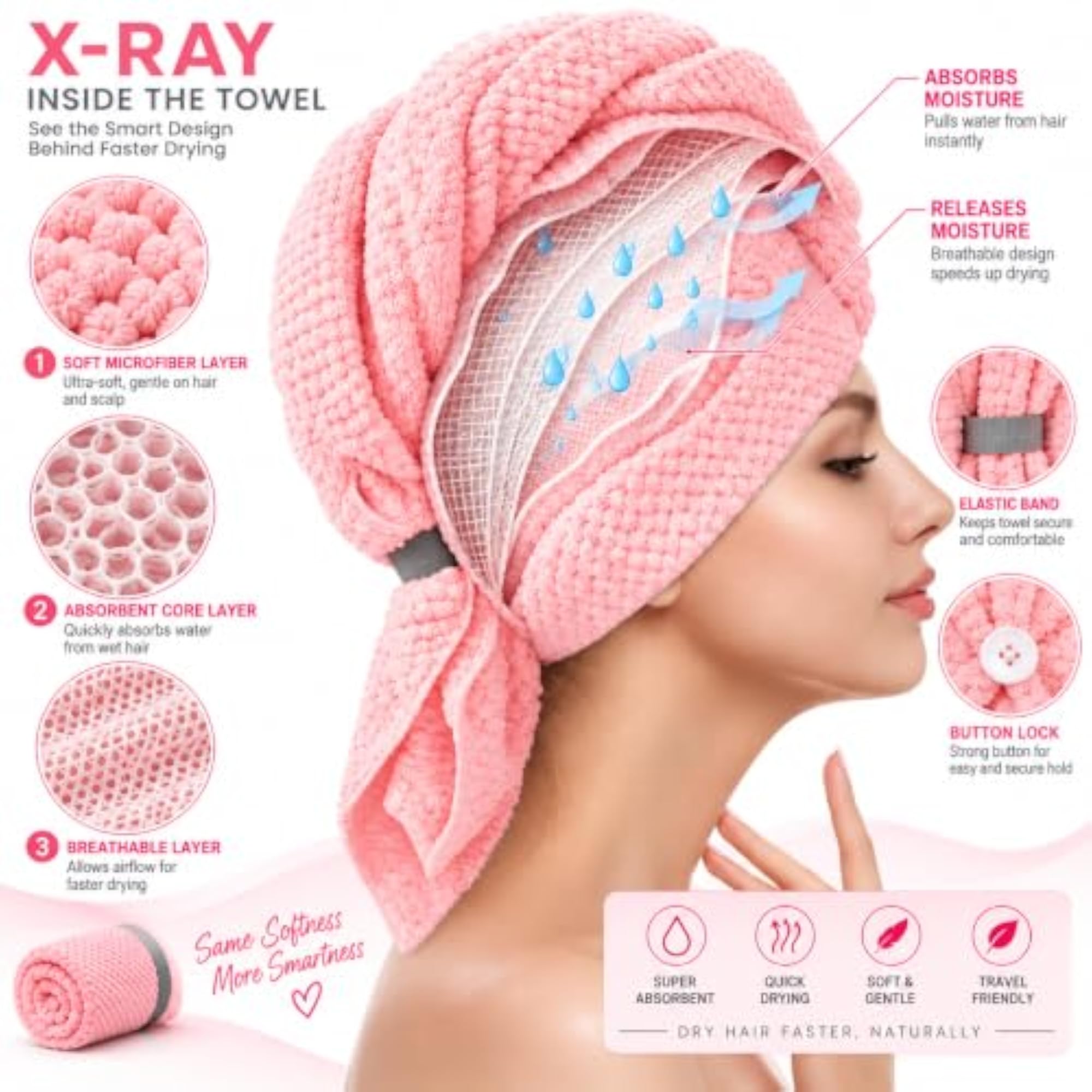 Extra Microfiber Hair Towel Wrap for Quick Drying