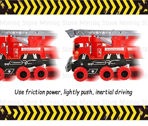 Image of Fire Resque 6x6 with Lights and Sounds Friction Powered Trailer Model Diecast Vehicle Truck Toys Best Birthday Gift for Kids (Fire Resque 6x6 Truck)