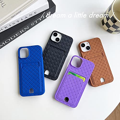 Image of for iPhone Case Cute 3D Weave Leather Texture Card Holder Design Easy Push Out Soft TPU Silicone Camera Screen Protect Bumper for Women Girls Slim Shockproof (Rose Red,iPhone X XS)