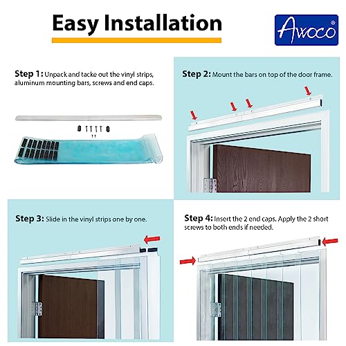 Awoco 402LA-606-3884 38 Inch X 84 Inch Vinyl Strip Climate Control Curtain Kit thumb #1