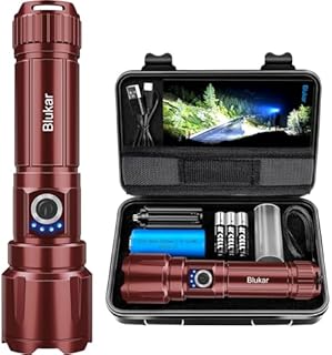LED Torch, Blukar 20000 Lumens Super Bright Torches Led - Adjustable Focus, 5000 mAh, IP67 Waterproof, Powerful Long Lasting Handheld Flashlight for Power Cuts, Camping, Hiking, Emergency etc.