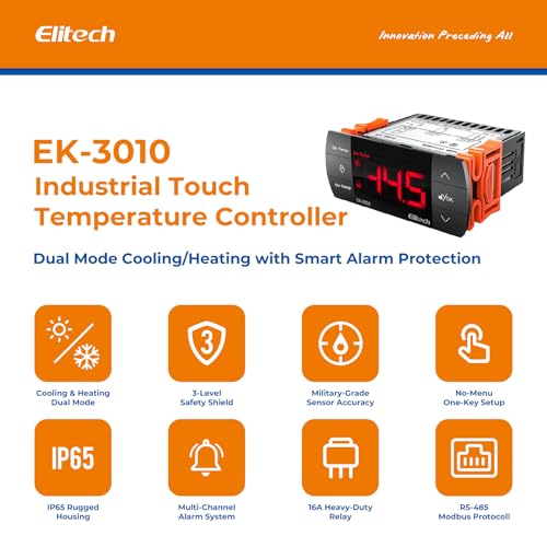 Elitech EK-3010 Digitaler Temperaturregler Thermostat mit Sensoralarm, Kühlung/Heizung Für Kühlraum, Gewächshaus, Brauerei