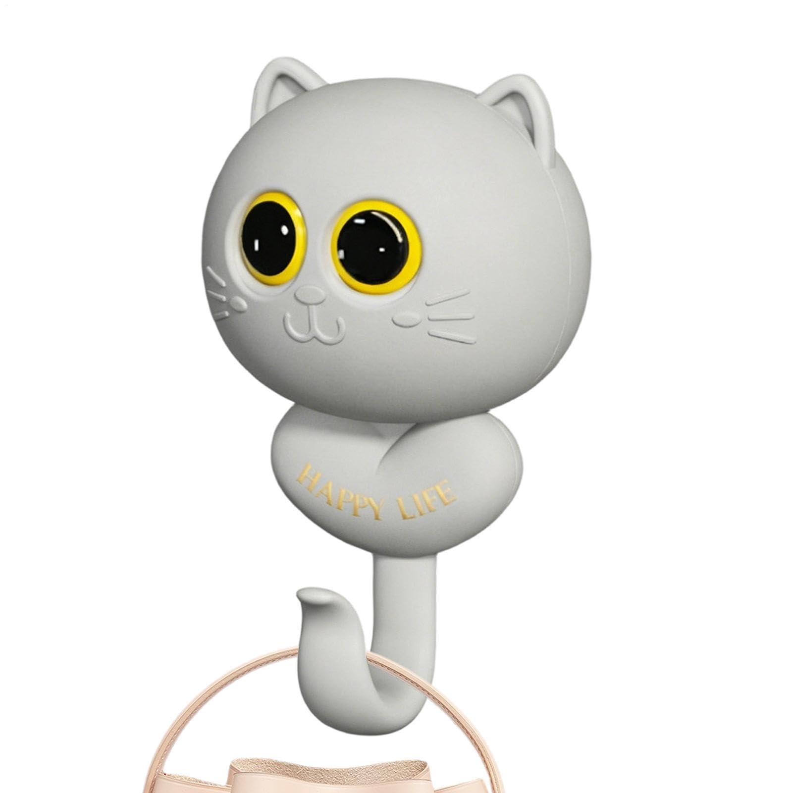 Cuelga llaves de pared con diseño de gato y ganchos adhesivos para toallas
