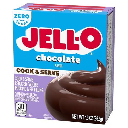 Jell-O Chocolate Pudding, Cook & Serve, Sugar Free, 1.3 Ounce Box, (3 Packs)