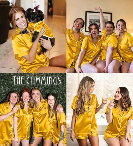 Image of SWOMOG Womens Silk Satin Pajamas Set Short Sleeve Sleepwear Button Down Top and Shorts Loungewear 2 Piece Pjs Set XS-3XL