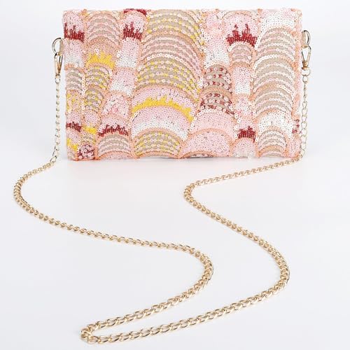 Image of Clutch Purses for Women, Envelope Package, Sequin Embroidered Flowers Straw Bag, Bohemian Handmade Handbags, Crossbody Bag for Vacation, Travel, Banquet(Styles 3)