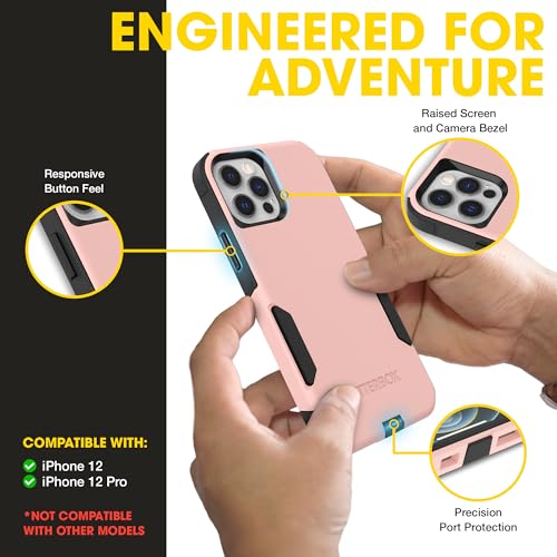Image of OtterBox iPhone 12 & 12 Pro - Commuter Series Slim Case - Pink & Black | 3X Military Drop Protection - Dual-Layer Design - Pocket-Friendly - Raised Edges - Port Covers