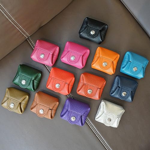 Image of Cockatoo Genuine Leather Coin Pouch Change Holder, Mini Snap Pocket Wallet for Men Women (Macaron Pink, Small)