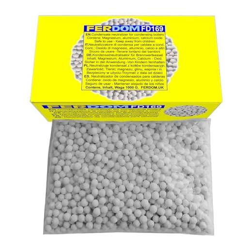 FERDOM FD169 1kg. Neutralizador de Condensados Para Todo Tipo de Calderas de Condensación. Protege los Sistemas de Alcantarillado y el Medio Ambiente del Agua. Pellets 5-10mm, pH 8-10. Producto Seguro