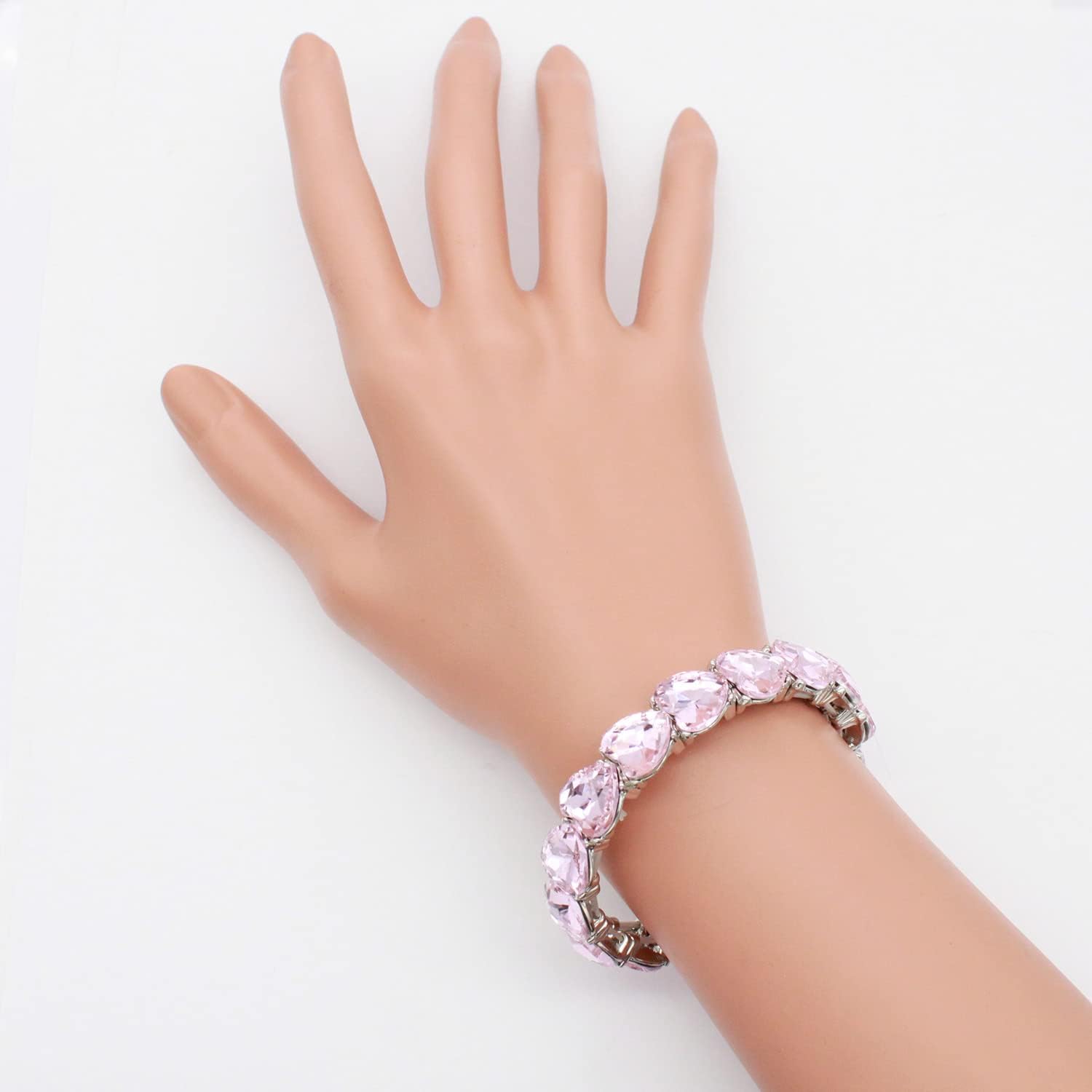 Lavencious Heart Shape Rhinestones Elastic Stretch Bracelet for Women - Image 5