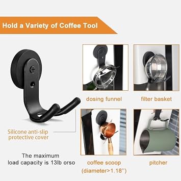 2-Pack Magnetic Portafilter&Tamper Holder,Espresso Accessories Organizer for Metal Wall Surface,Strong Magnet,Anti-Scratch,Space-Saving,Compatible with Ninja Luxe Cafe,Rancilio,Breville Coffee Machine