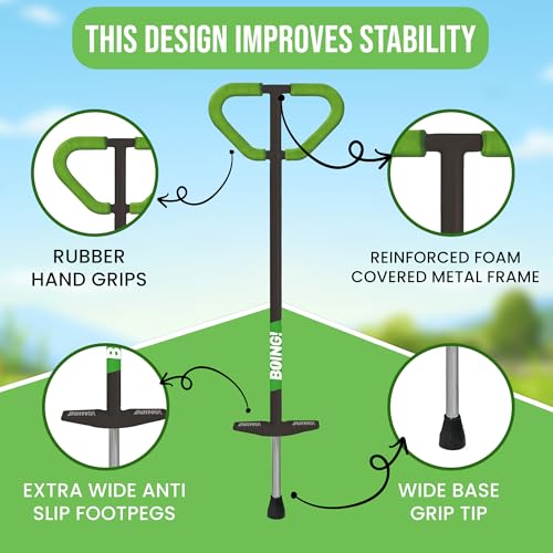 Geospace Jumparoo Boing! 'PRO' Medium Pogo Stick for Kids - Supports 60-100lbs –Outdoor Toy for Boys and Girls– Active Play for Balance, Coordination,Exercise & Fitness-Durable & Safe (White or Black)