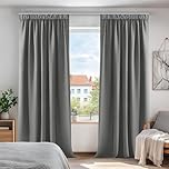 Deconovo Super Soft Thermal Insulated Pencil Pleat Curtains Blackout Curtains for Kitchen 90 x 90 Dark Grey 2 Panels