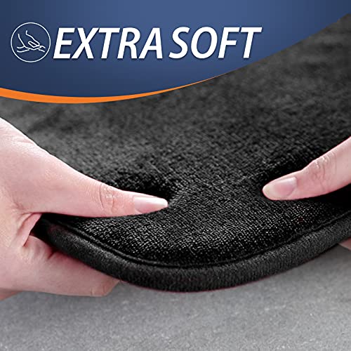 Walensee Extra Thick Memory Foam Bath Rug (17X24 Black) Non Slip Absorbent Super Cozy Velvet Bathroom Mat, Luxury Soft Plush Small Carpet For Bath Room Shower Floor Tub, Machine Wash Dry #TOP2