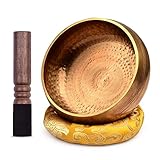 20.5cm Large Tibetan Singing Bowl Set, Handmade Metal Sound Bowl with Soft Cushion & Wooden Mallet – Meditation, Chakra Healing, Yoga Relaxation
