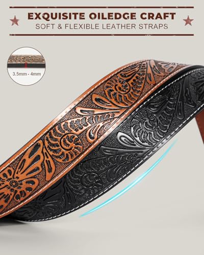 Image of BELTROAD 2 Pack Western Leather Belt Strap for Men Women Cowboy Cowgirl Leather Mens Belts for Jeans Gift Belt without Buckle