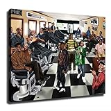 The Most Iconic Black Male Comedians Just Hanging Out In The Barbershop Canvas Poster Modern Aesthetic Picture Wall Art Home Office Decoration Painting Holiday Gift (Unframed,24×32inch)