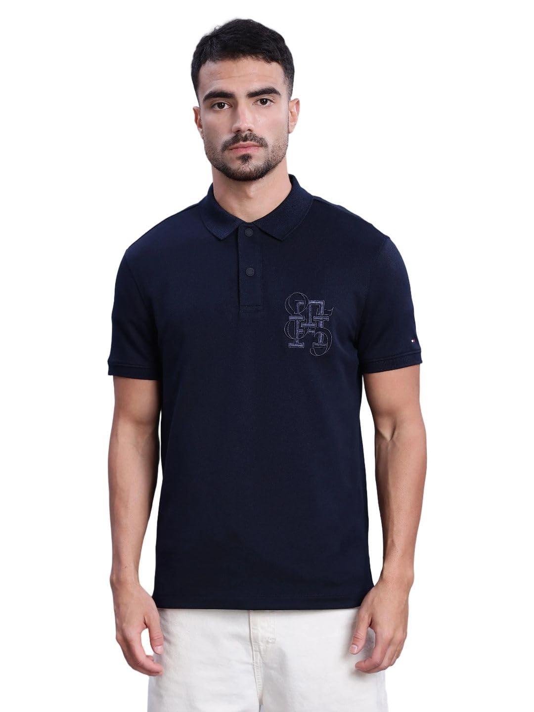Logo Regular Fit Cotton Polo T-Shirt Navy-image-40