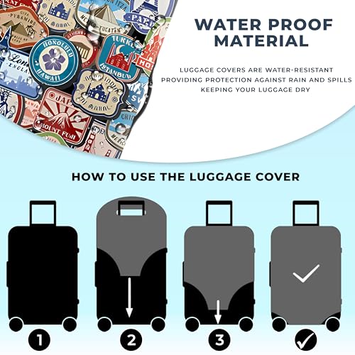 Image of Kraptick Printed Luggage Cover - Suitcase Cover with Double Opening Design,Travel Suitcase Cover for Protection, Protective Elastic Trolley Cover,Travel Bag Cover with Round Printed Design(26-28 Inch)