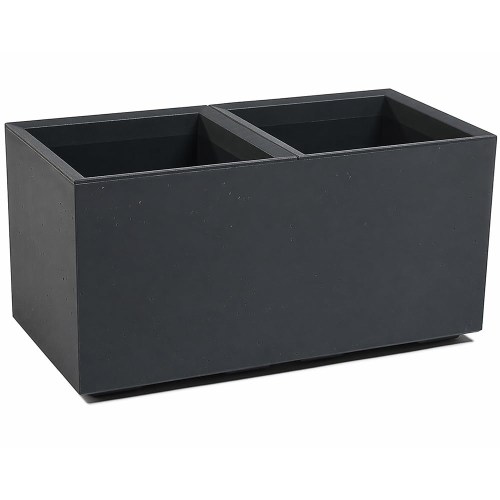 Ondis24 Vaso per fiori, vaso da fiori Caro in aspetto cemento, vaso da fiori XXL su ruote in plastica 100% riciclata grande per esterni (Antracite, 80 cm)